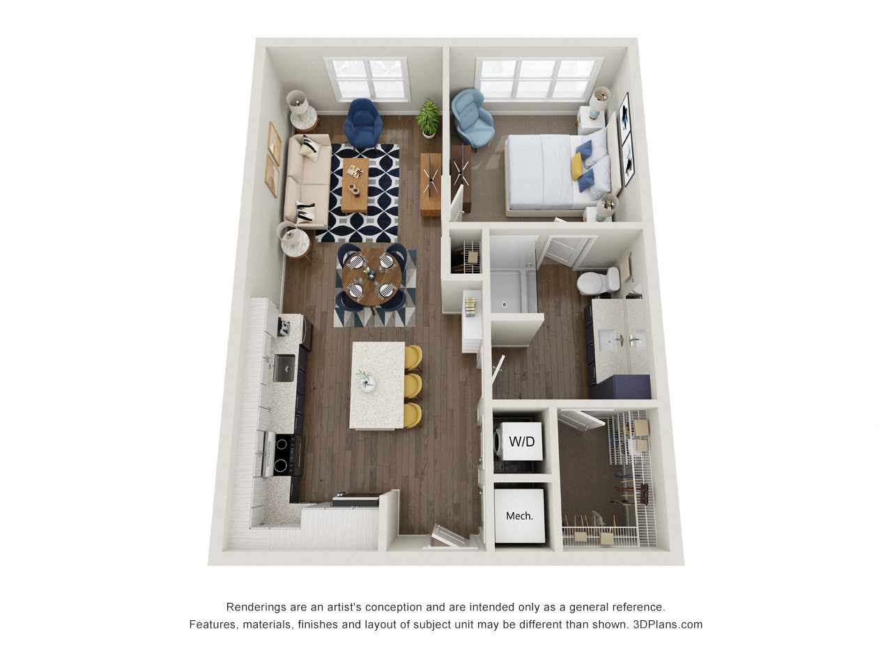 A5.1 1x1 744 SF floor plan