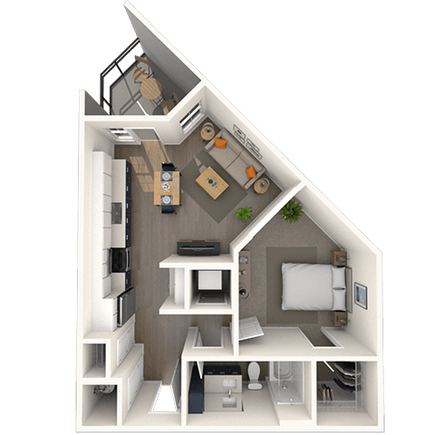 A3.1 1x1 642 SF floor plan