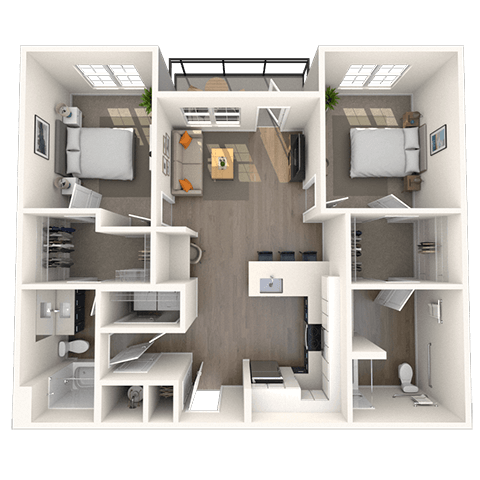 B35H 2x2 1083 SF floor plan