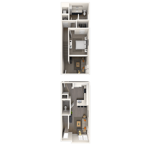 TH12 1x1.5 857 SF floor plan