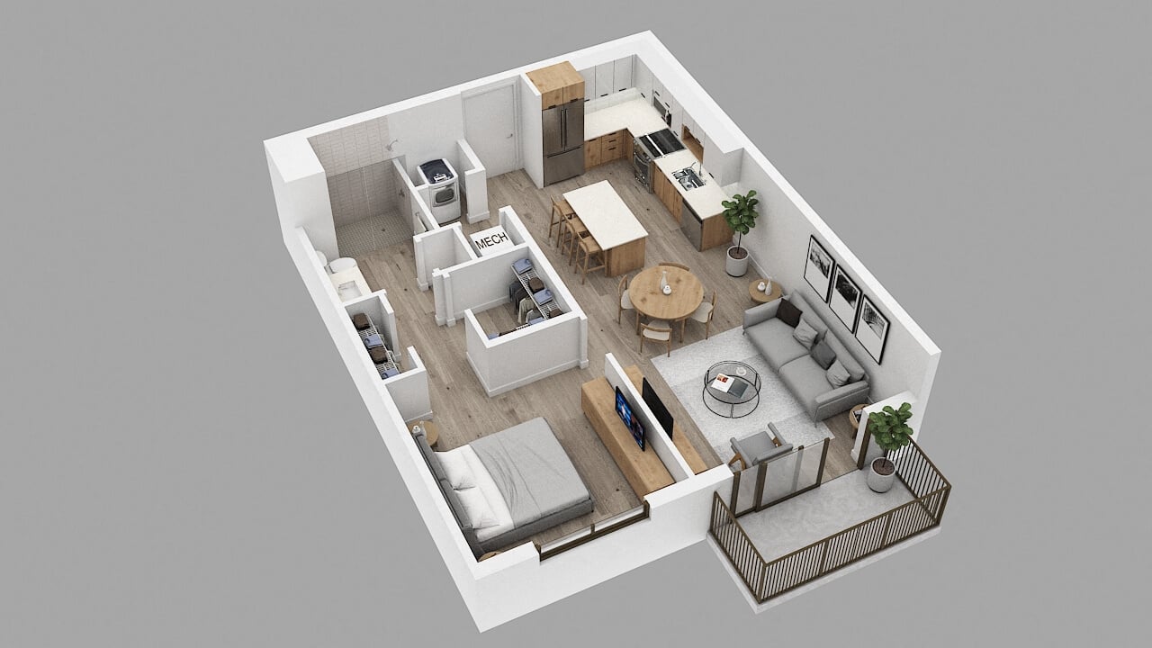 Rendering of the A1 Floor Plan