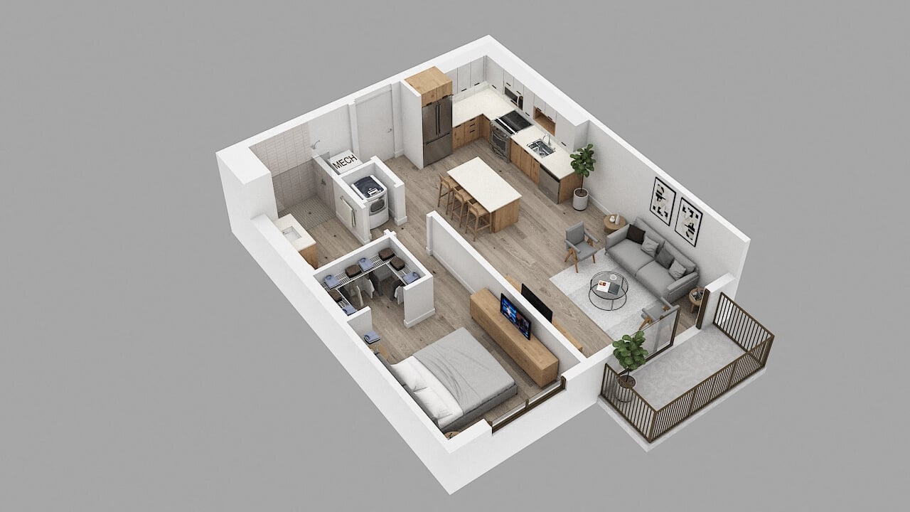 Rendering of the A2 Floor Plan