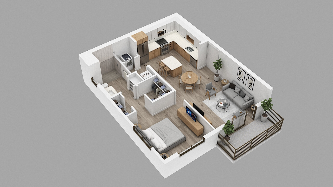 Rendering of the A3.2 Floor Plan