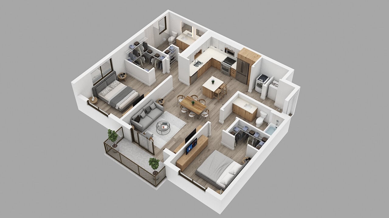 Rendering of the B1 Floor Plan