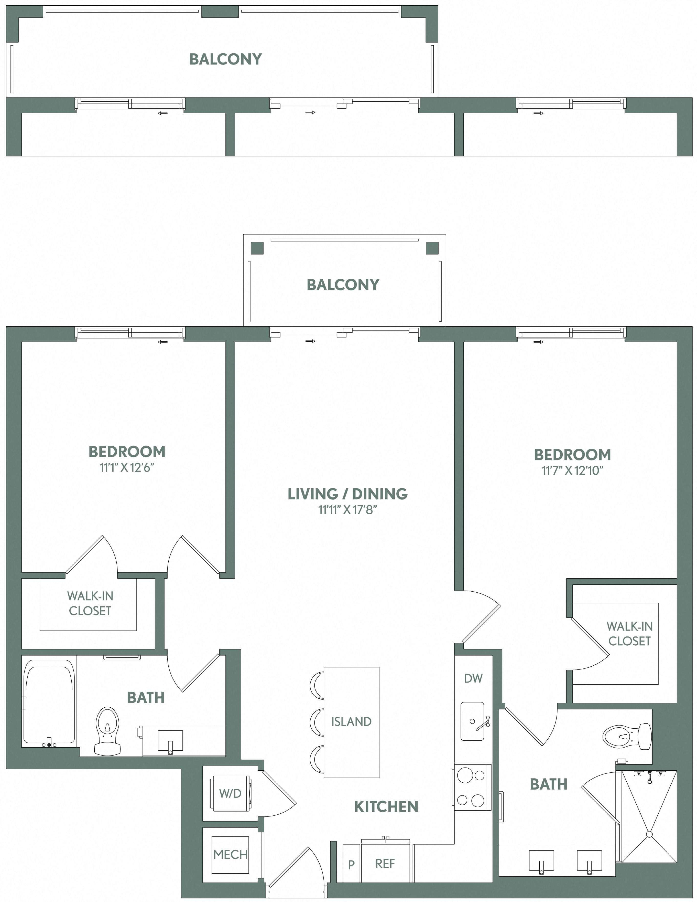 Rendering of the B2 Floor Plan