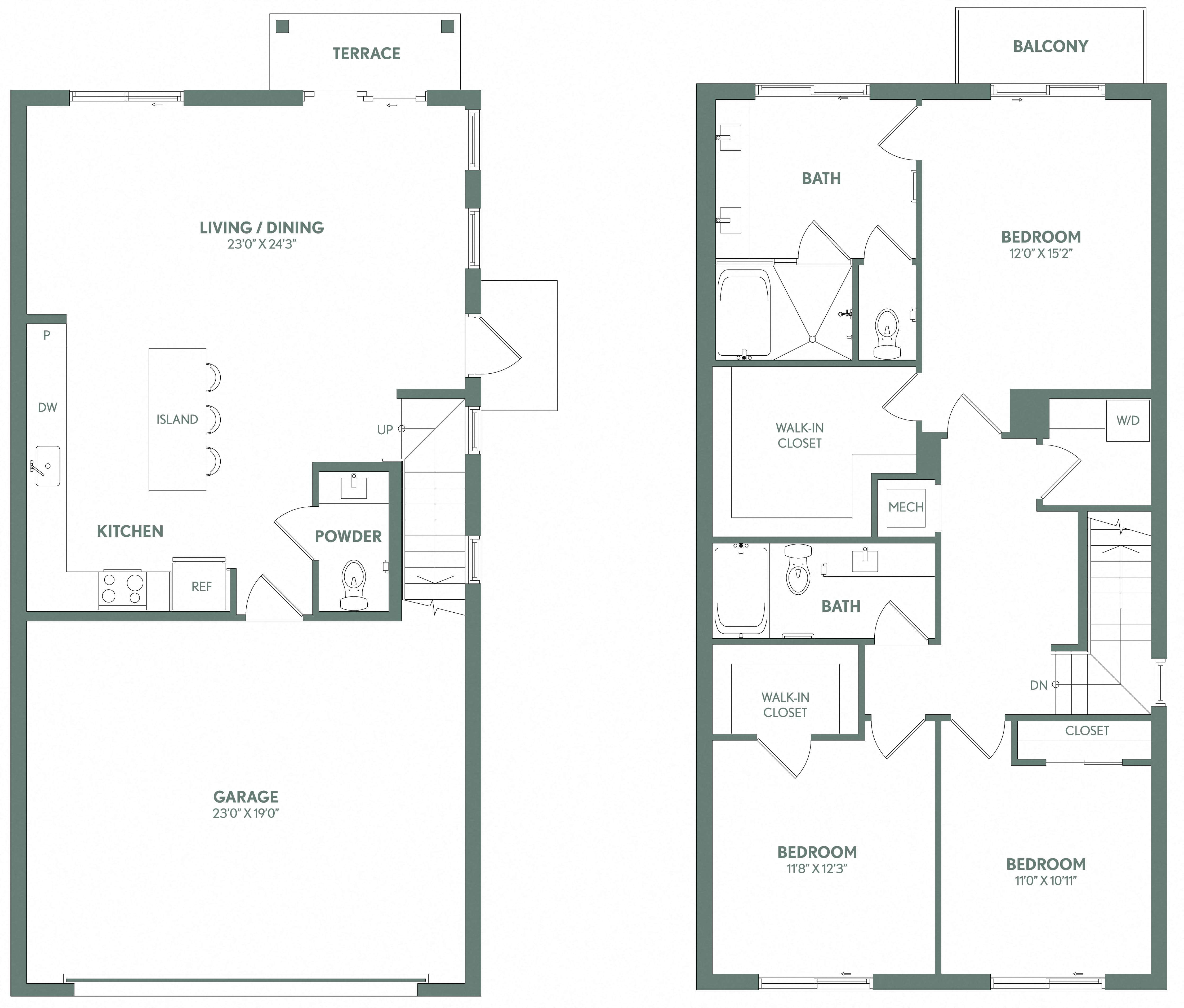 Rendering of the TH-2 Floor Plan