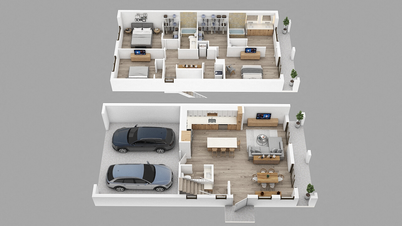 Rendering of the TH-2 Floor Plan