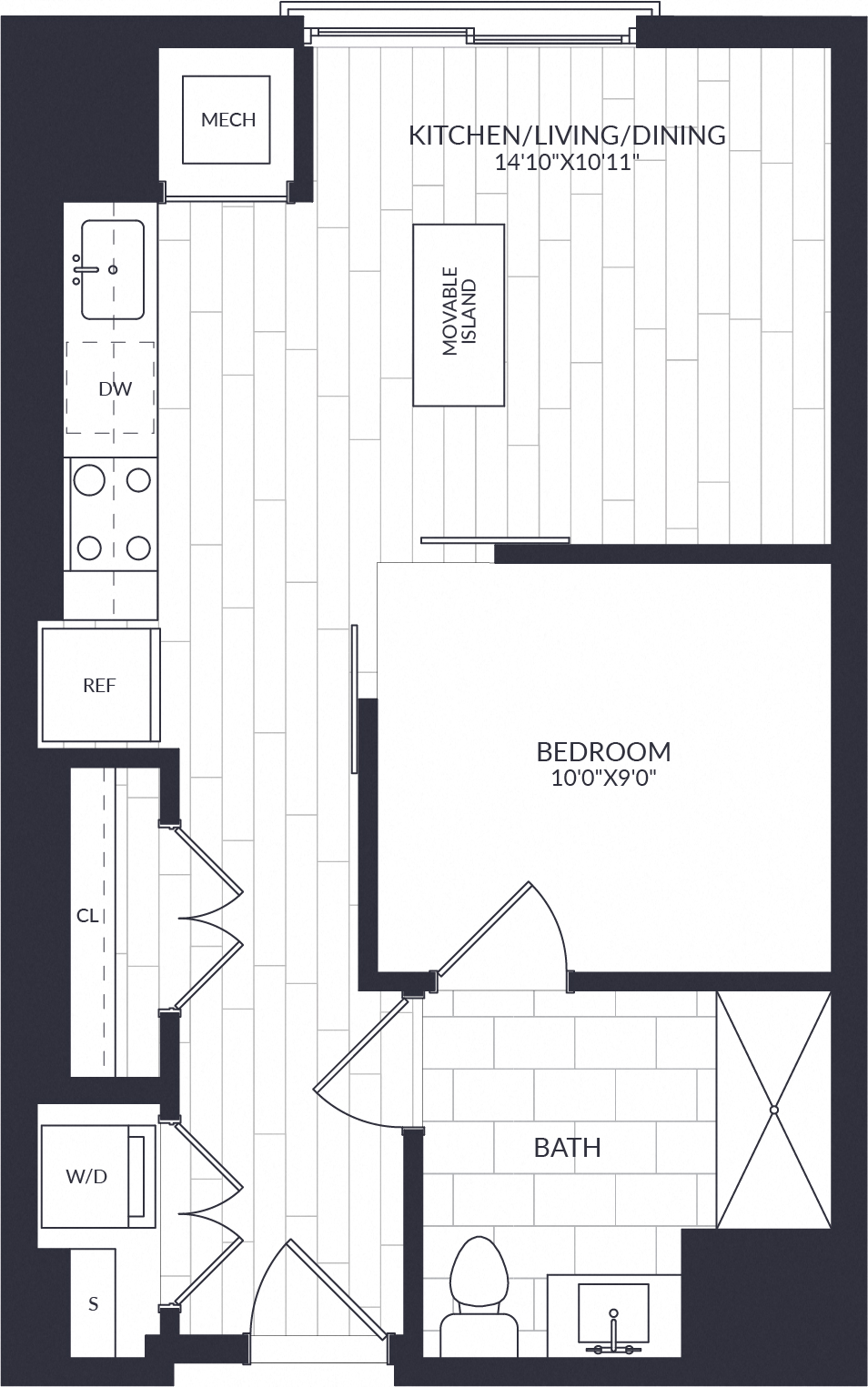 Reynard 1-bedroom floor plan (A1-0A-ANSI) - Washington, DC