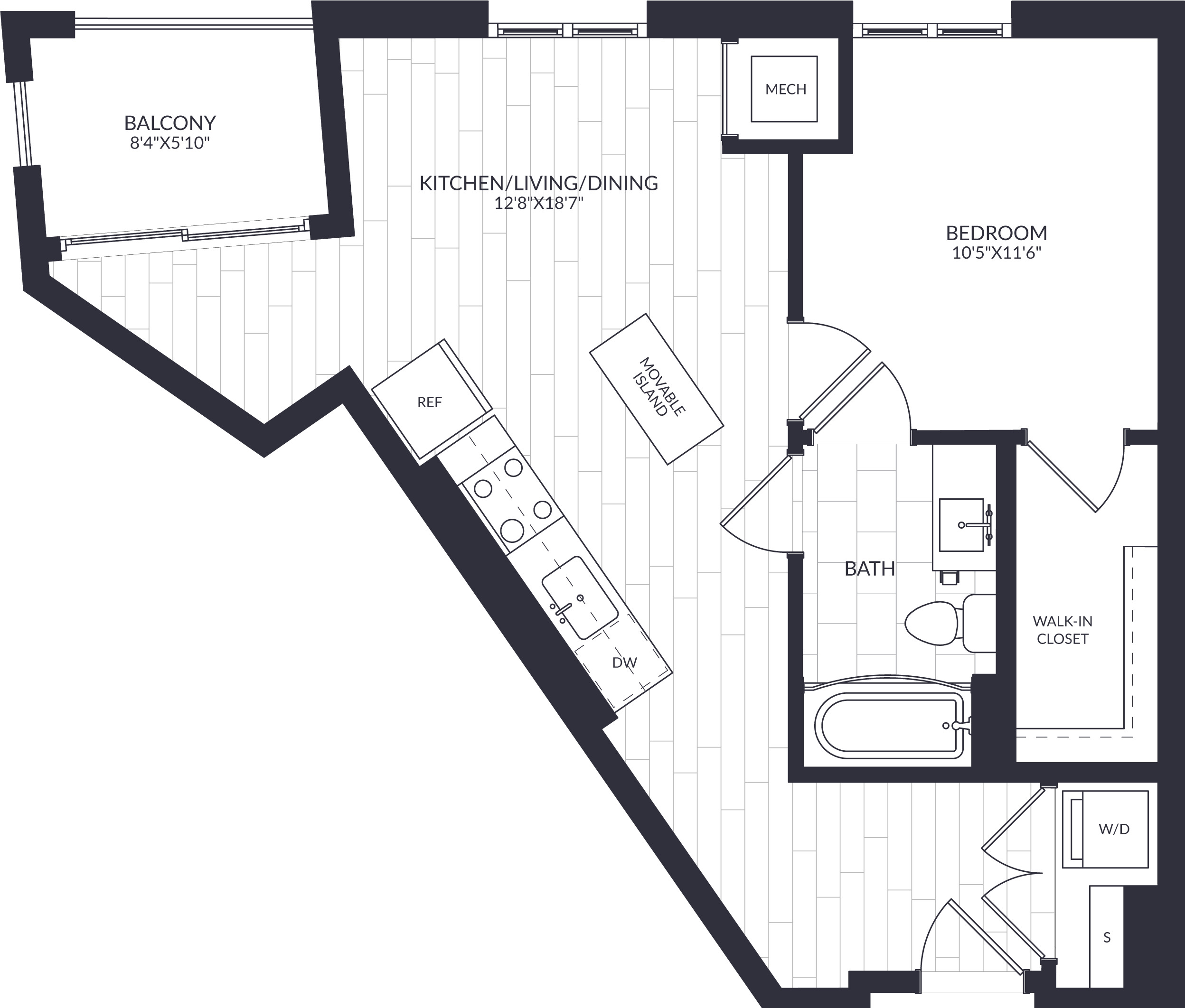 Reynard 1-bedroom floor plan (A1-5) - Washington, DC