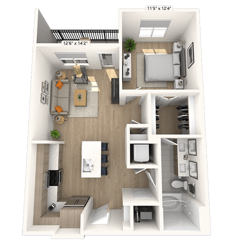 A4 1x1 759 SF floor plan
