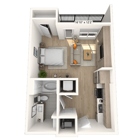 S1 0x1 509 SF floor plan