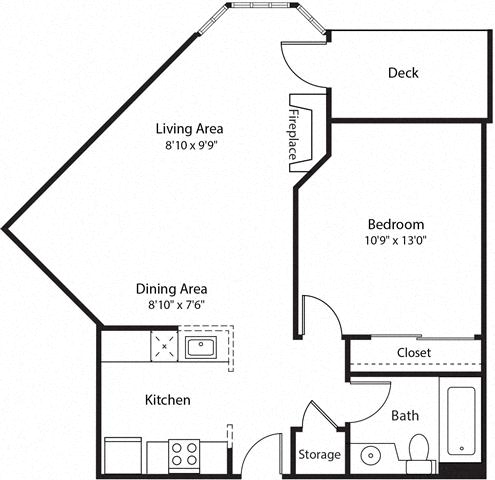 Floor plan layout diagram for 1E w/ Balcony Renovation 3