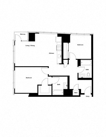 Floor plan layout diagram for 2D w/ Balcony
