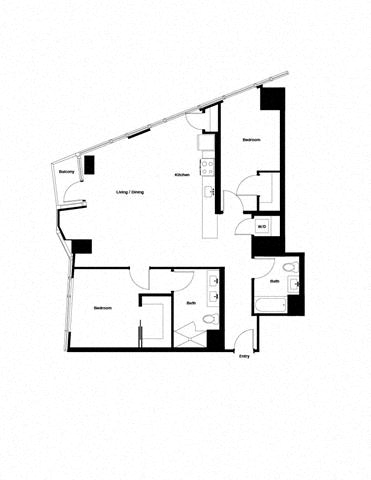 Floor plan layout diagram for 2L w/ Balcony