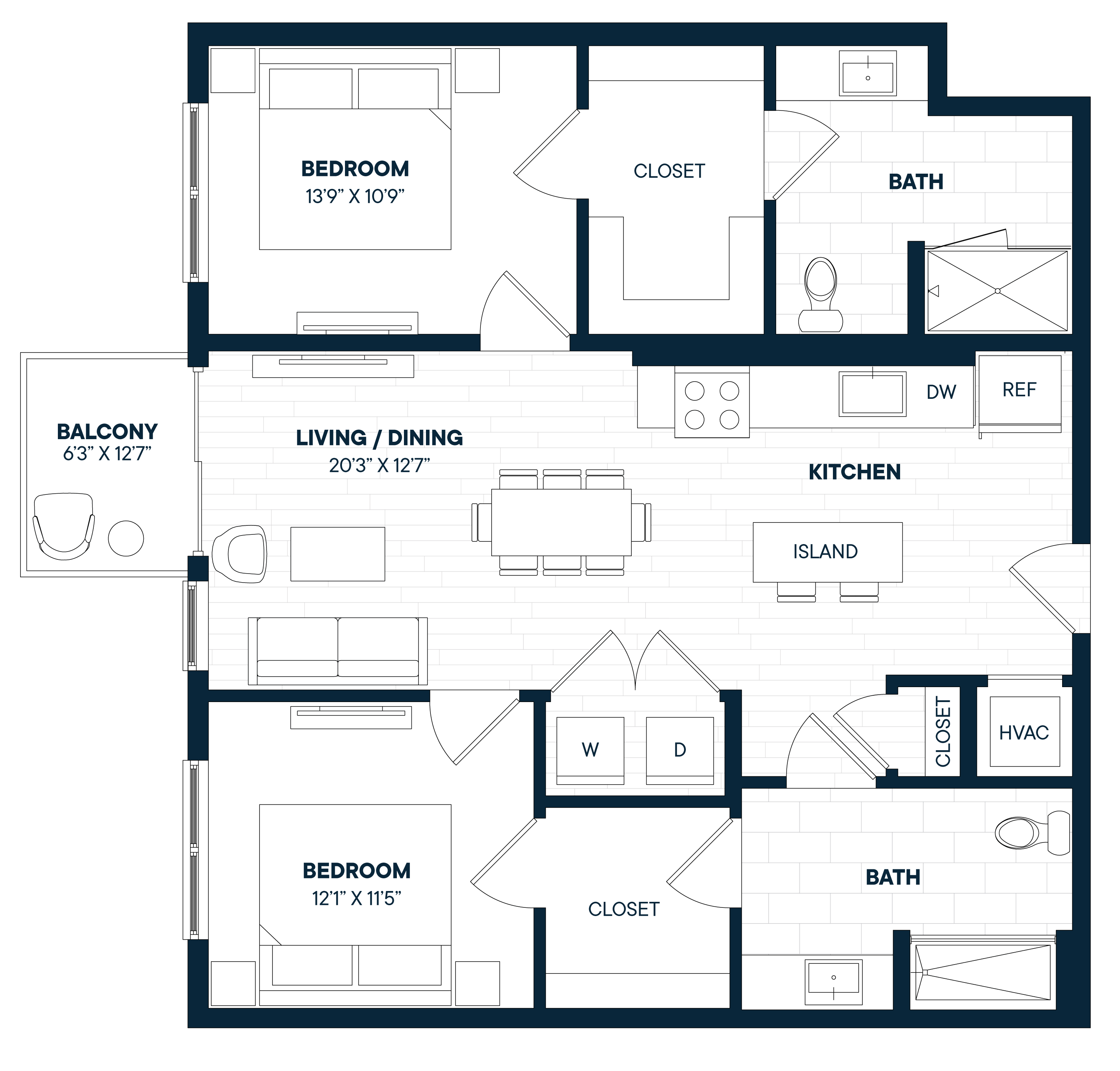 Floorplan image of apartment 764