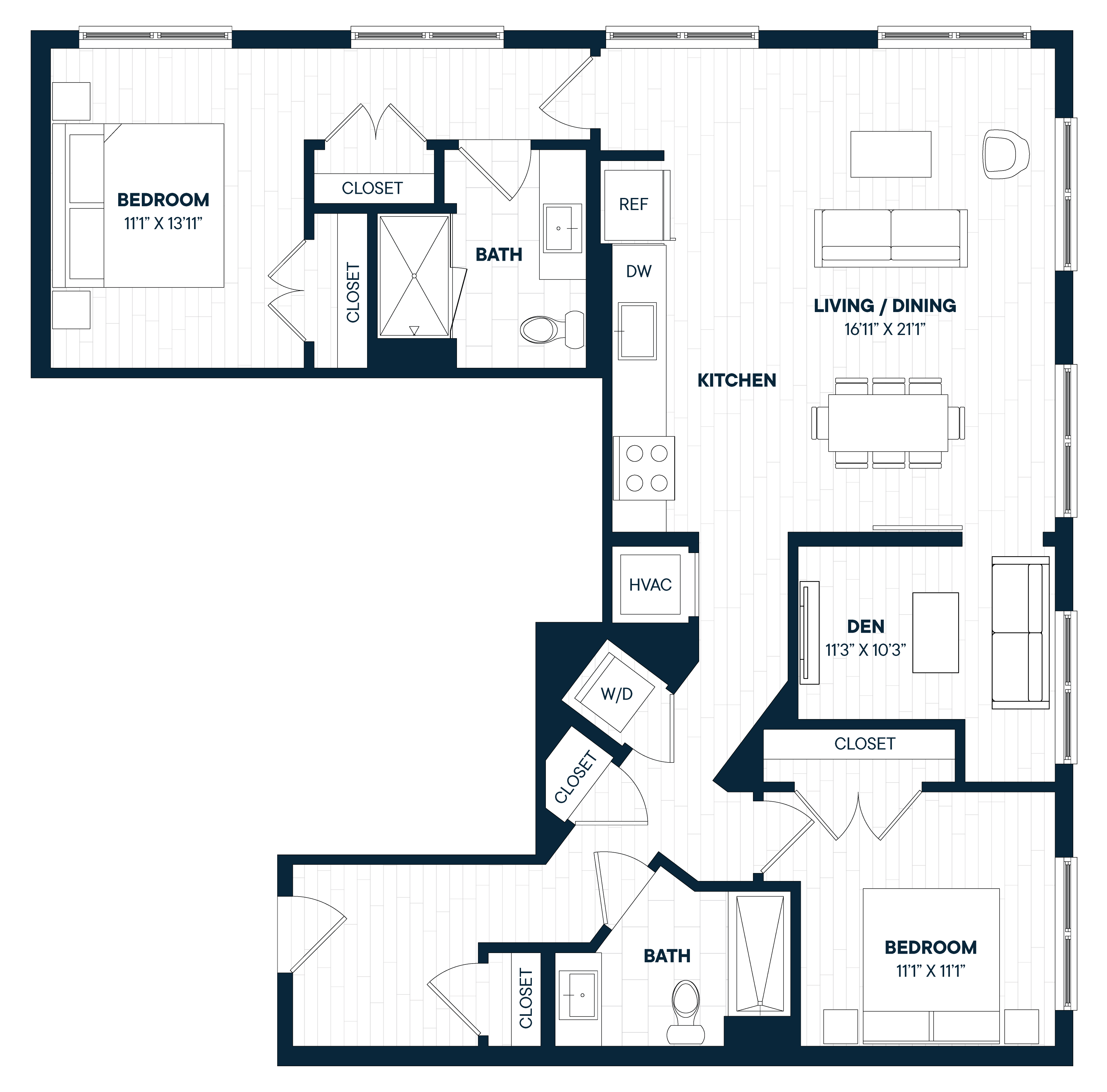 Floorplan image of apartment 708