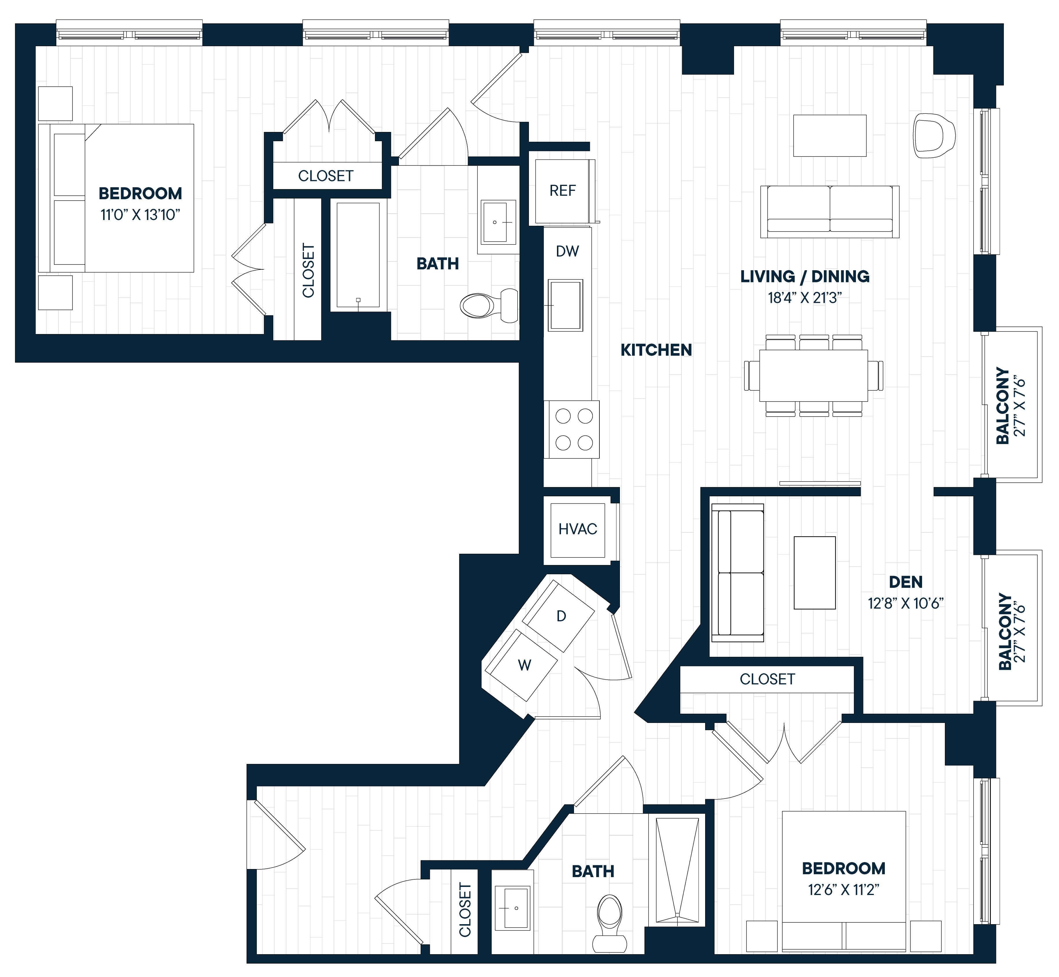 Floorplan image of apartment 308