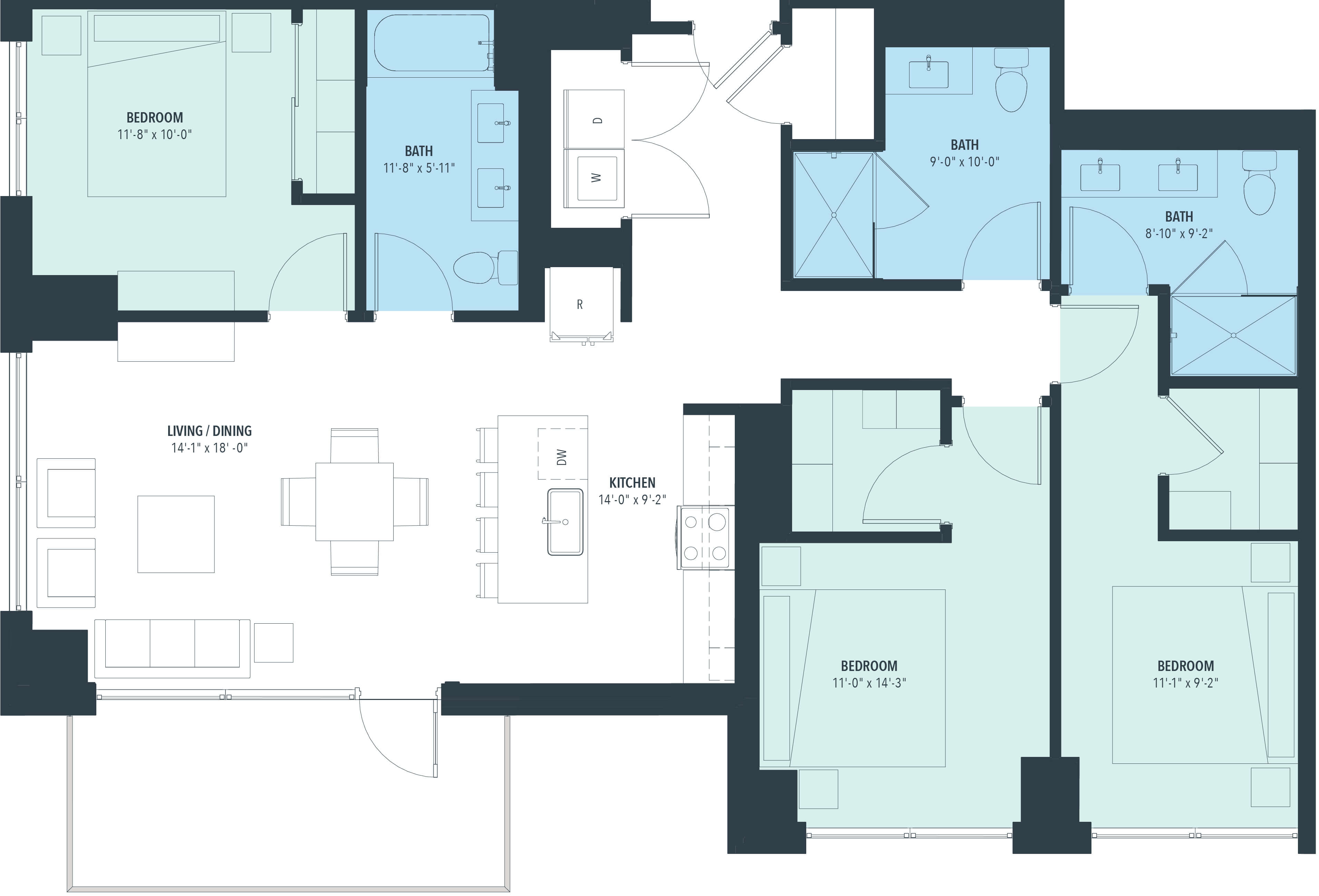 Floor Plan Image of Apartment Apt 1112