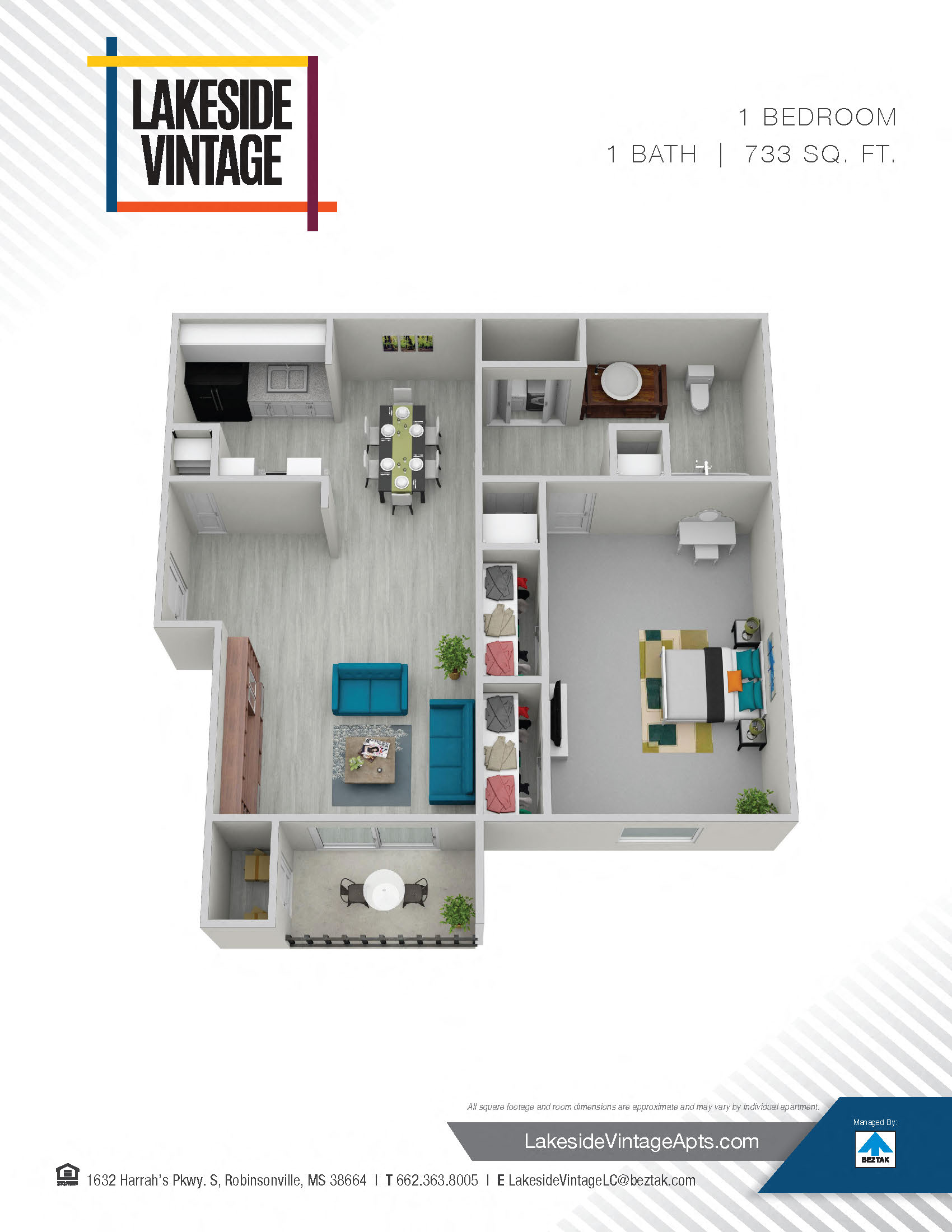 1 Bedroom 1 Bath floor plan