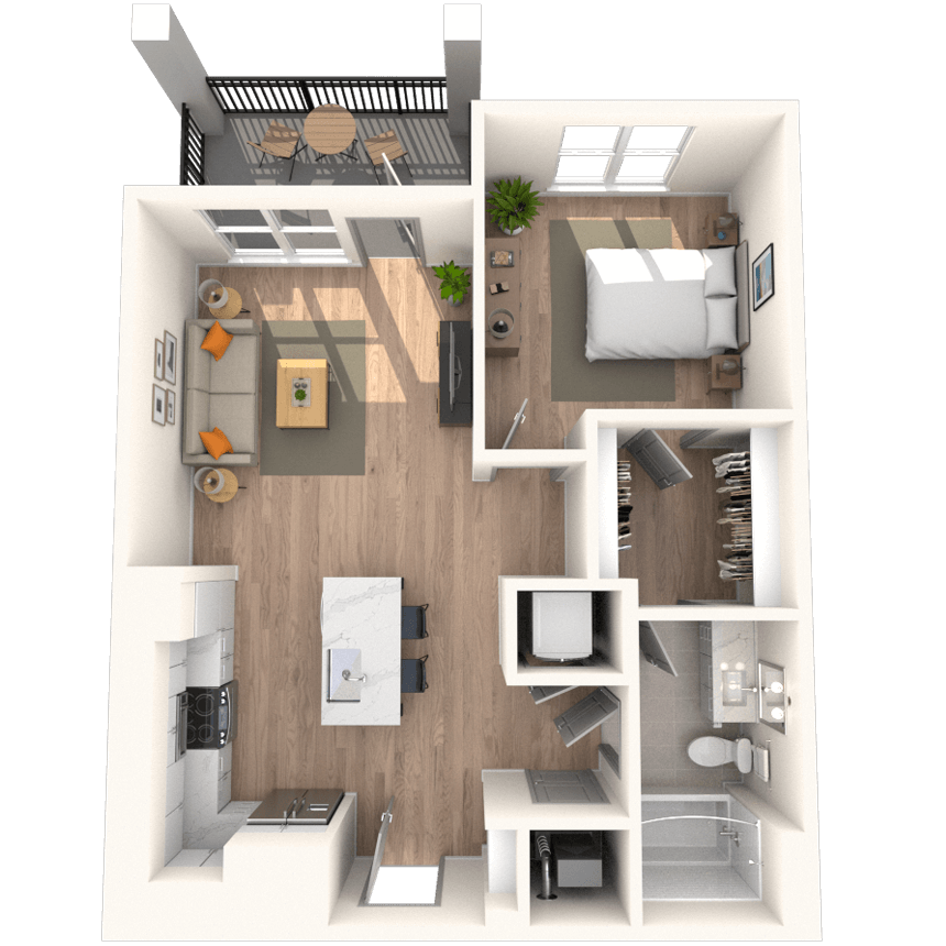 A3 1x1 729 SF-FP floor plan