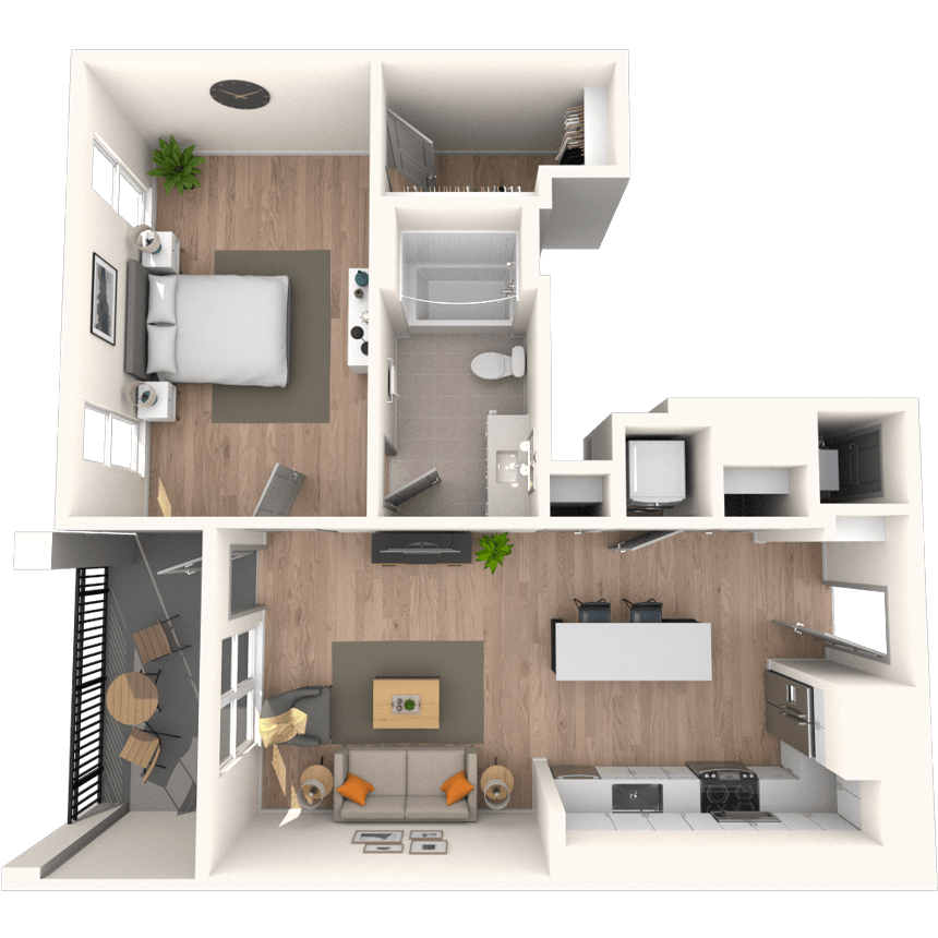 A5 1x1 788 SF-FP floor plan