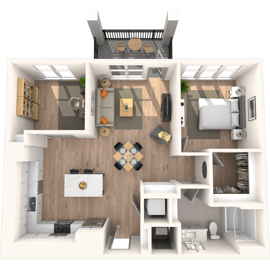 A6 1x1 962 SF-FP floor plan