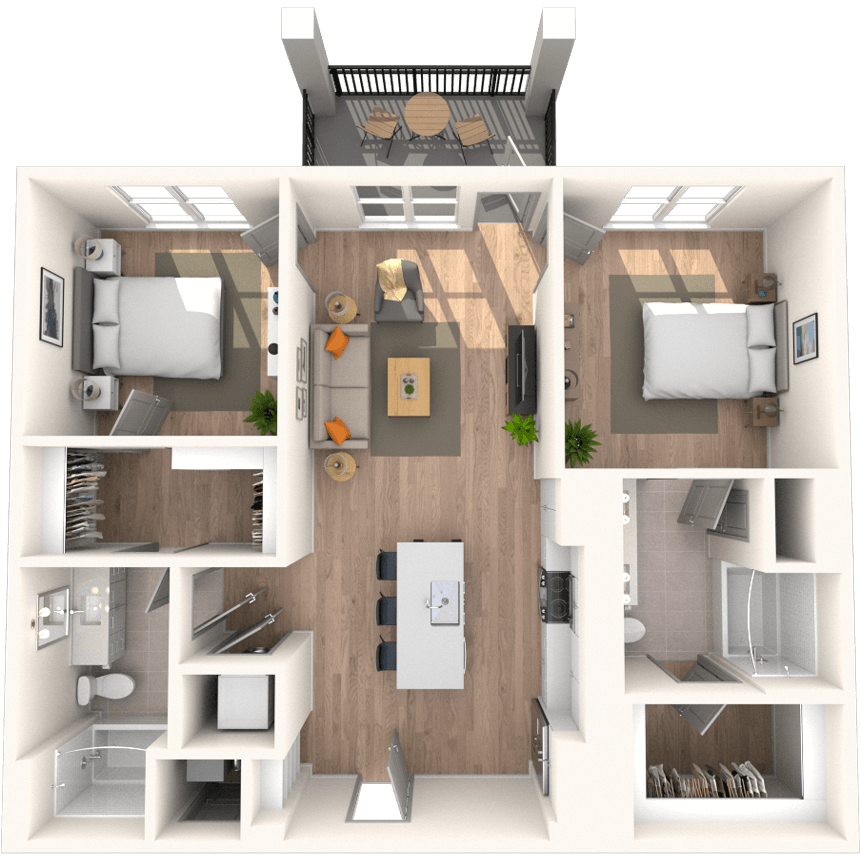 B1 2x2 1056 SF-FP floor plan