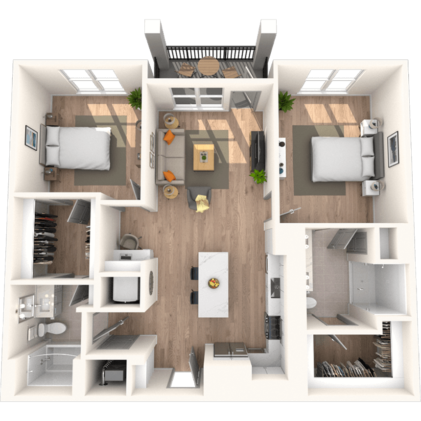 B2 2x2 1165 SF-FP floor plan