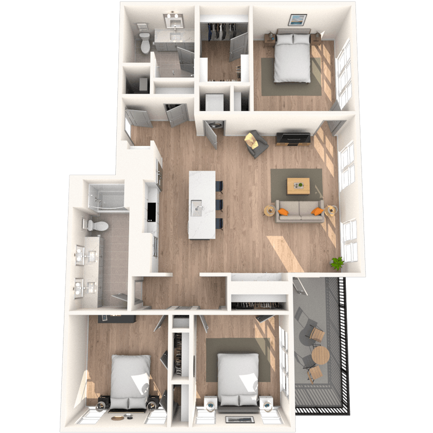 C1 3x2 1516 SF-FP floor plan