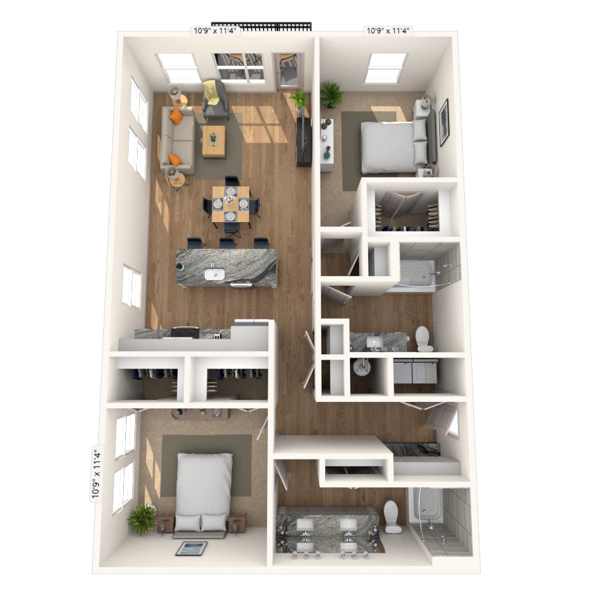 B4 2x2 1388 SF floor plan