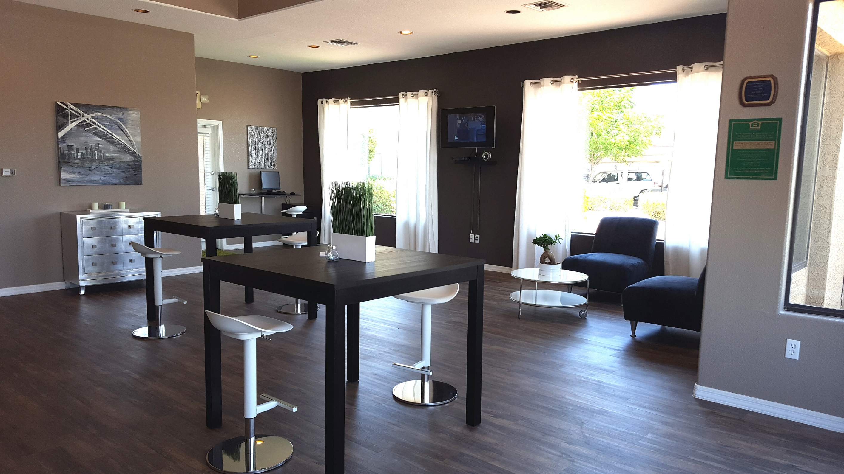 Clubhouse interior at Sun Terrace Apartments.