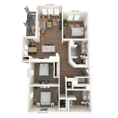 C2 3x2 1527 SF floor plan