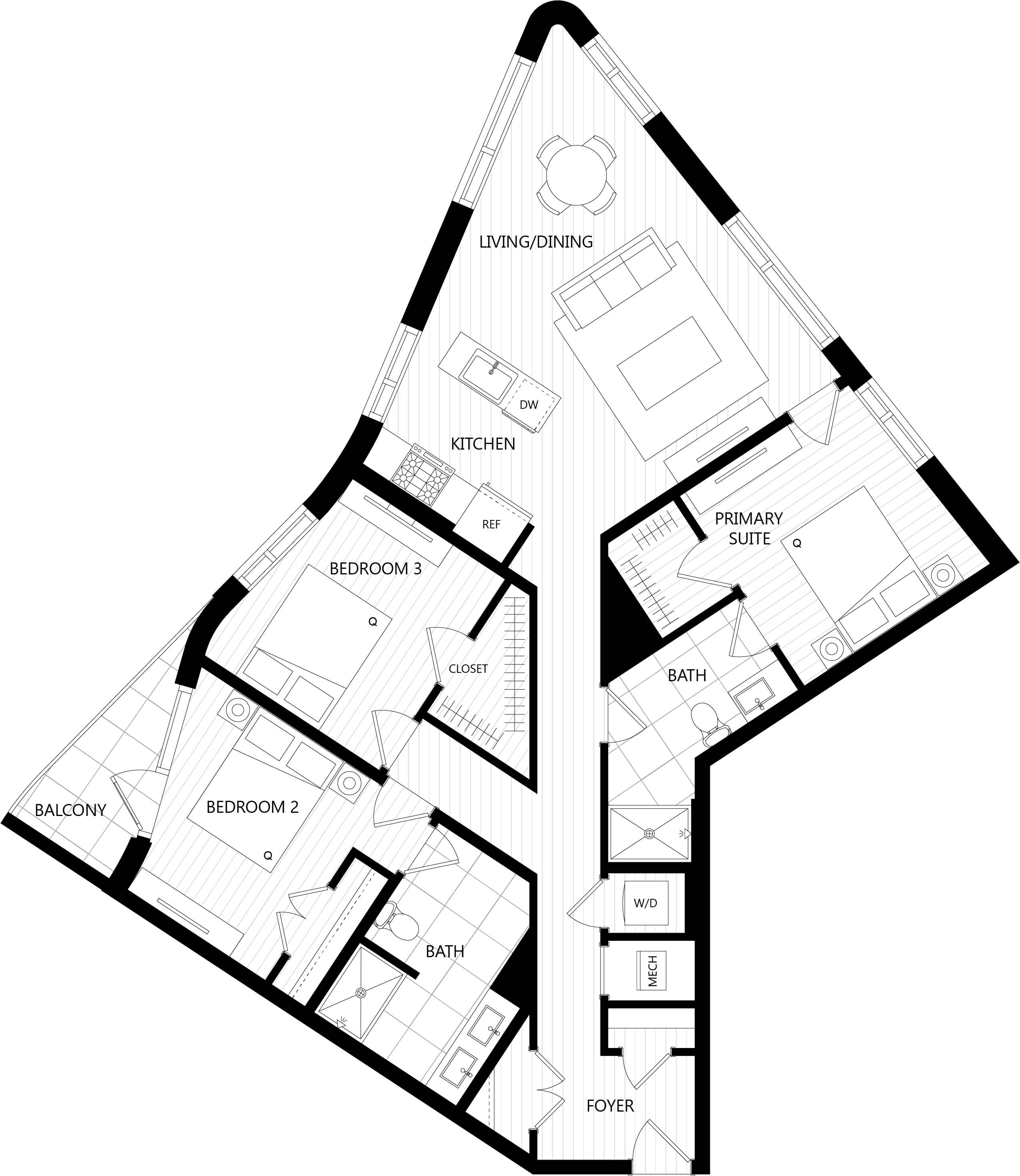Floor plan of a Residences at Mazza luxury apartment in DC