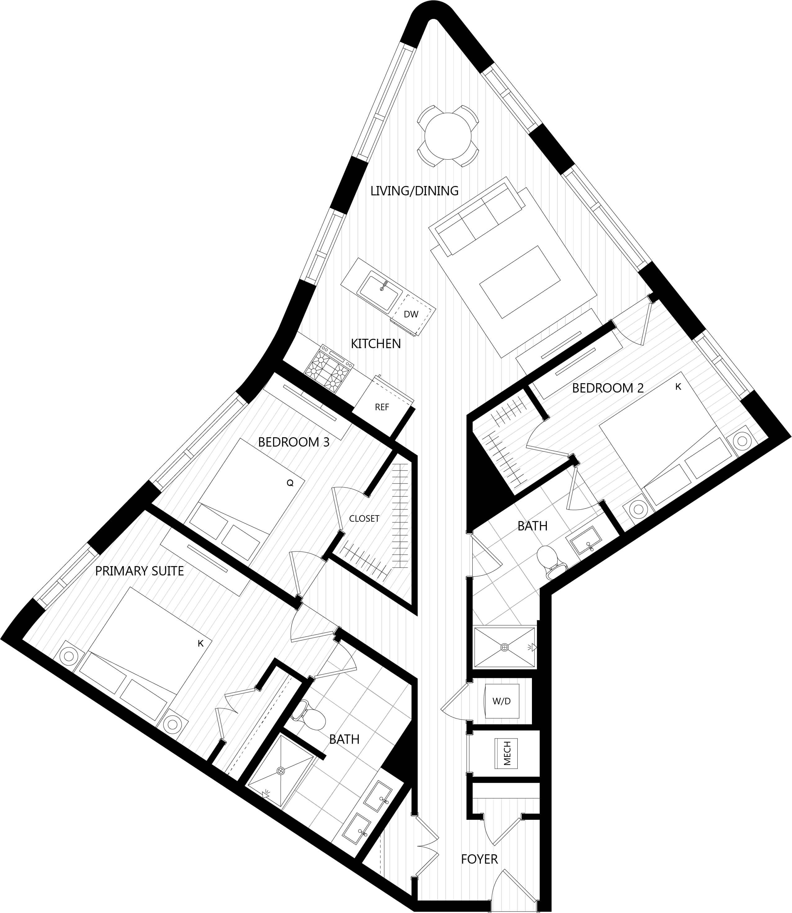 Floor plan of a Residences at Mazza luxury apartment in DC