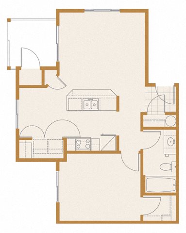 Copper Landing | One Bedroom 1x1 Floor Plan Andrew Heights, WA 9901 | Copper Landing