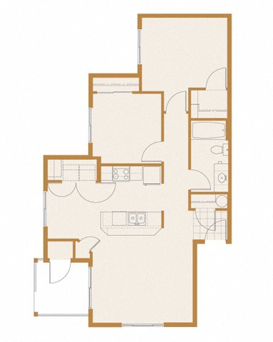 Copper Landing | Two Bedroom 2x1 Floor Plan Andrews Heights, WA 99001 | Copper Landing