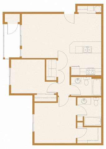 Copper Landing | Two Bedroom Two Bath 2x2 Floor Plan Andrews Heights, WA 99001 | Copper Landing