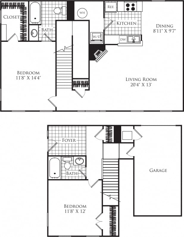 Floorplan for Apartment J-5506A, 2 bedroom unit at Halstead Alexandria