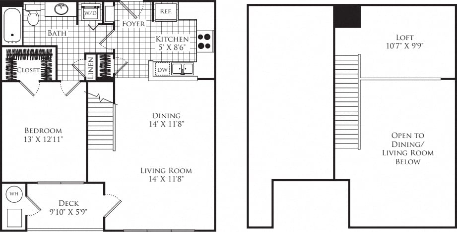 Floorplan for Apartment 475-414, 1 bedroom unit at Halstead Alexandria