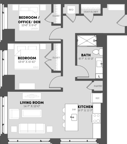 Type 1 Bed/1 Bath-A8 Floor Plan