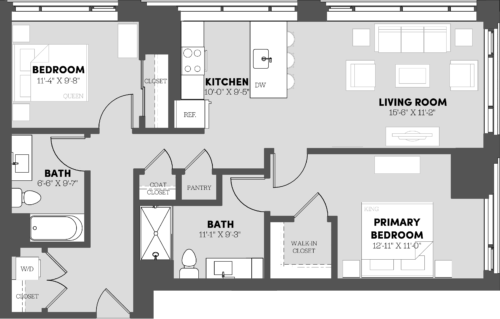 Type 2 Bed/2 Bath-B1 Floor Plan