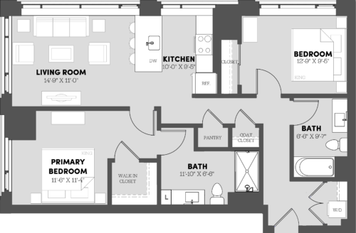 Type 2 Bed/2 Bath-B2 Floor Plan