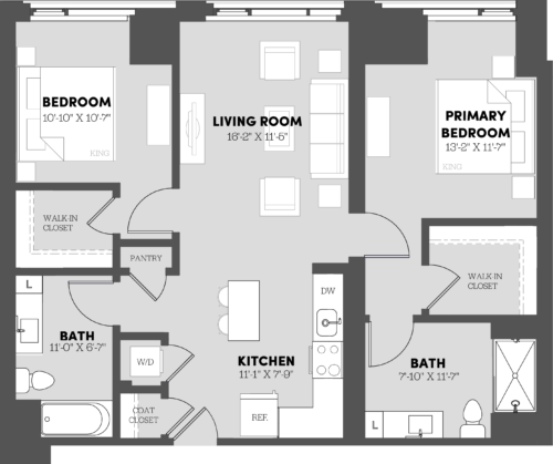 Type 2 Bed/2 Bath-B3 Floor Plan