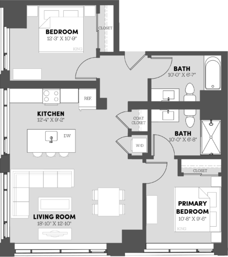 Type 2 Bed/2 Bath-B5 Floor Plan