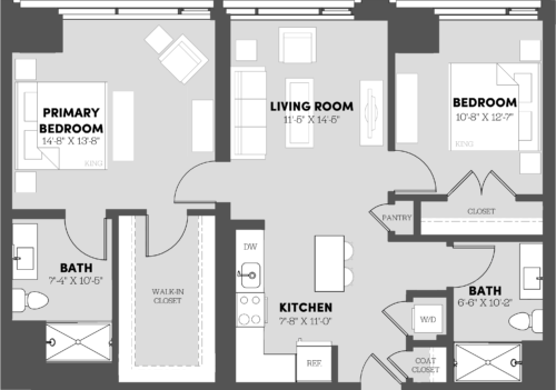 Type 2 Bed/2 Bath-B7 Floor Plan