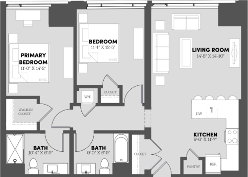 Type 2 Bed/2 Bath-B8 Floor Plan