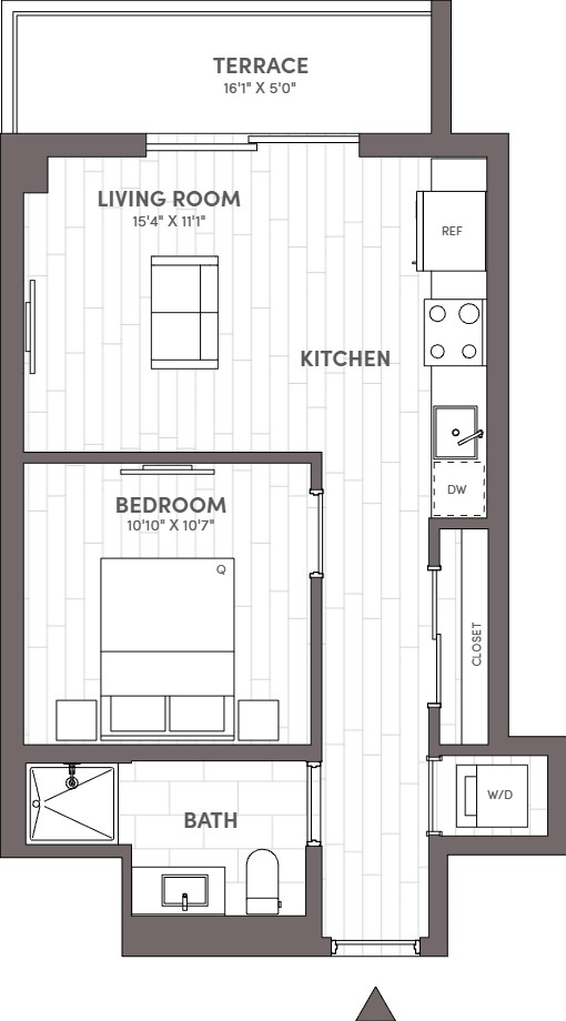 Avara junior one-bedroom floor plan Type A1.A (566 sqft) - Miami Beach, FL