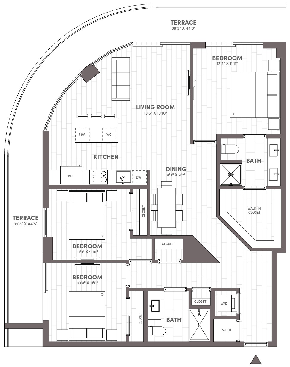 Avara 3-bedroom floor plan Type F - Miami Beach, FL