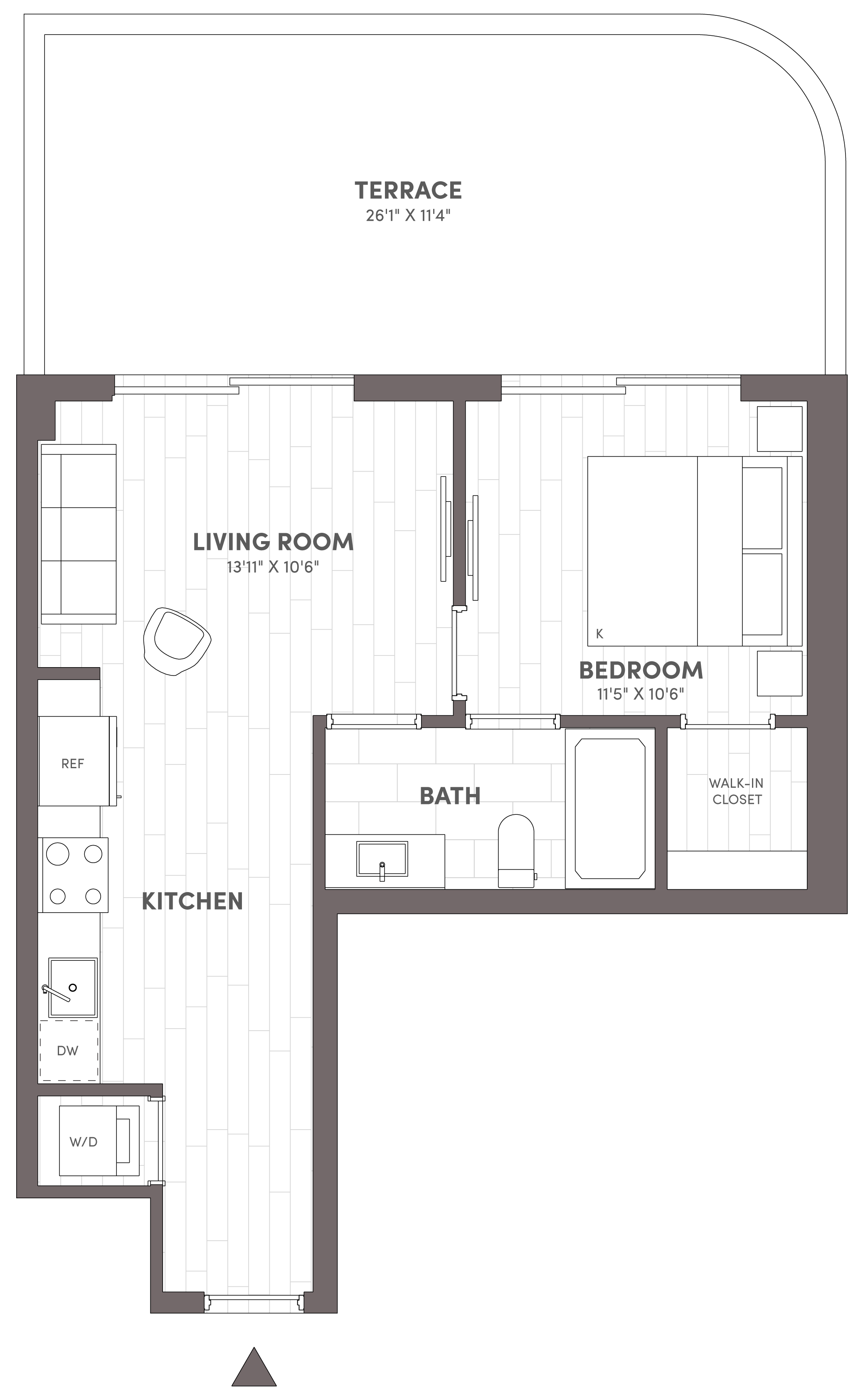 Avara 1-bedroom floor plan Type B1.1 (606 sqft) - Miami Beach, FL