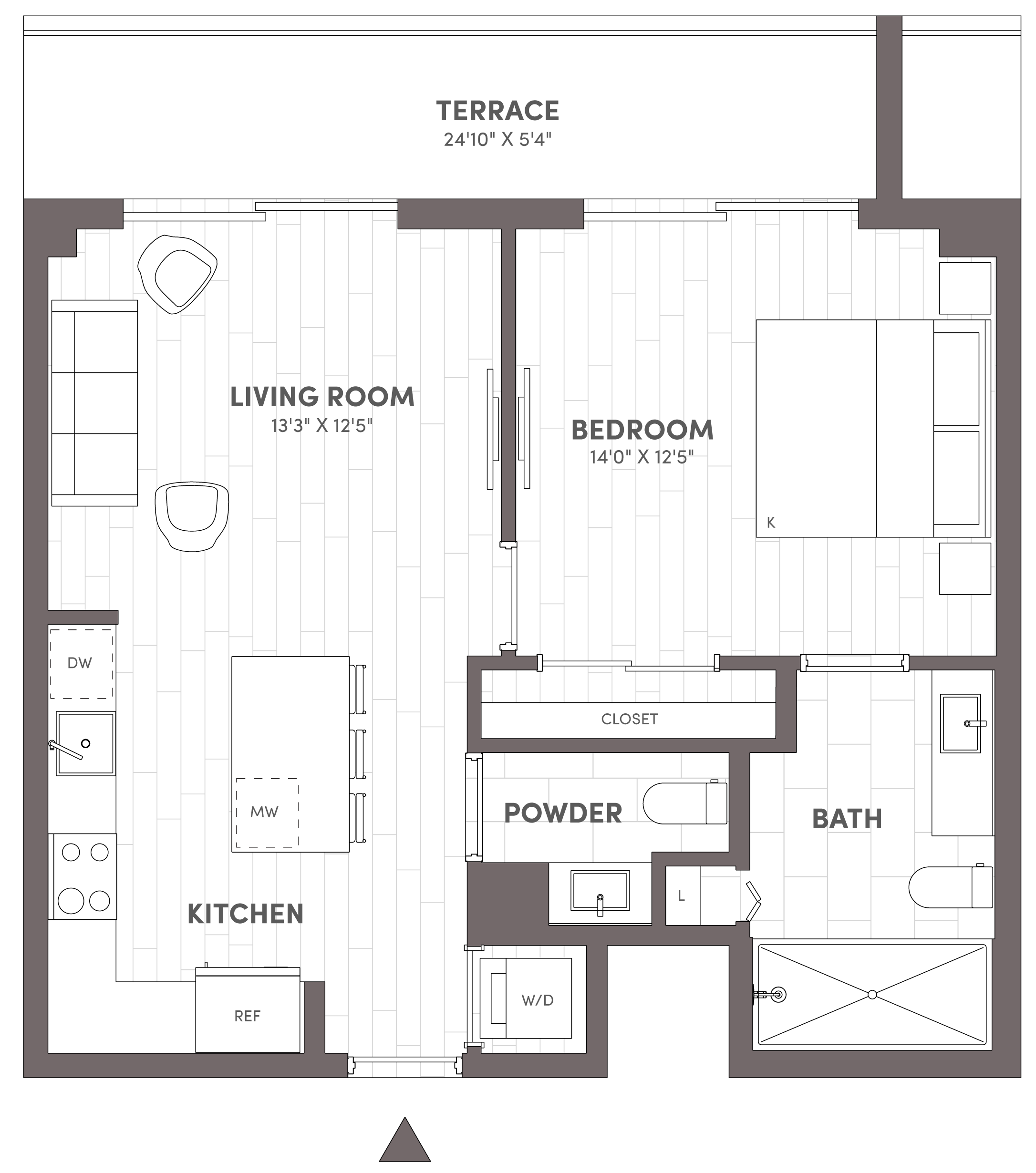 Avara 1-bedroom 1.5-bath floor plan Type B3 (709 sqft) - Miami Beach, FL